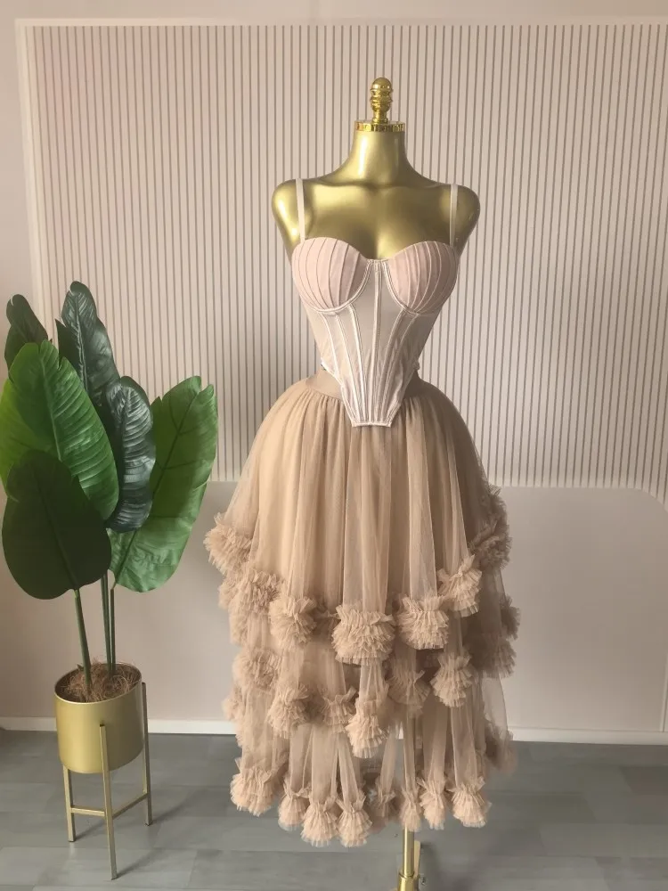 CM.YAYA Women's Dress Set Sleeveless Strap Tops and Pleated Tiered Skirts Suit Elegant Vacation Birthday Two 2 Piece Set Outfits