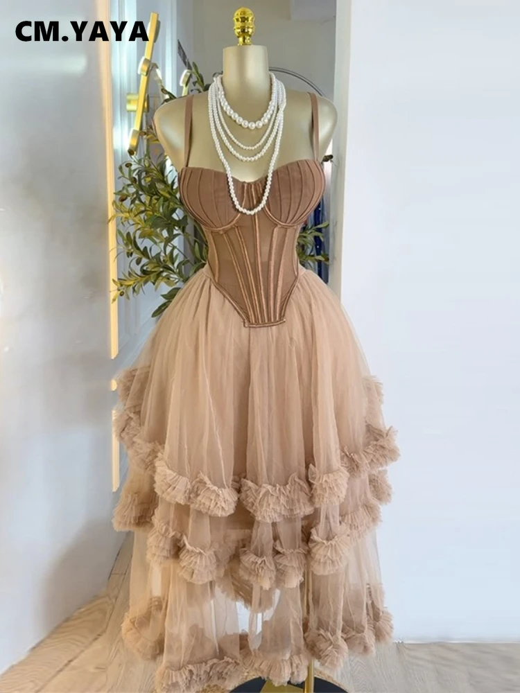 CM.YAYA Women’s Dress Set Sleeveless Strap Tops and Pleated Tiered Skirts Suit Elegant Vacation Birthday Two 2 Piece Set Outfits CM.YAYA Women's Dress Set Sleeveless Strap Tops and Pleated Tiered Skirts Suit Elegant Vacation Birthday Two 2 Piece Set Outfits