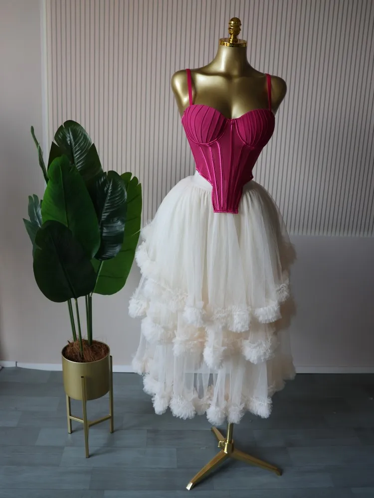 CM.YAYA Women's Dress Set Sleeveless Strap Tops and Pleated Tiered Skirts Suit Elegant Vacation Birthday Two 2 Piece Set Outfits