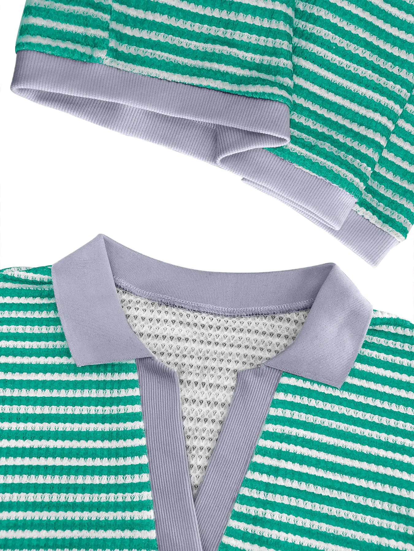 CM.YAYA Street Striped Knit Ribbed Women's Set Short Sleeve Sweater Top and Shorts Suit Summer Beach Two 2 Piece Set Outfits