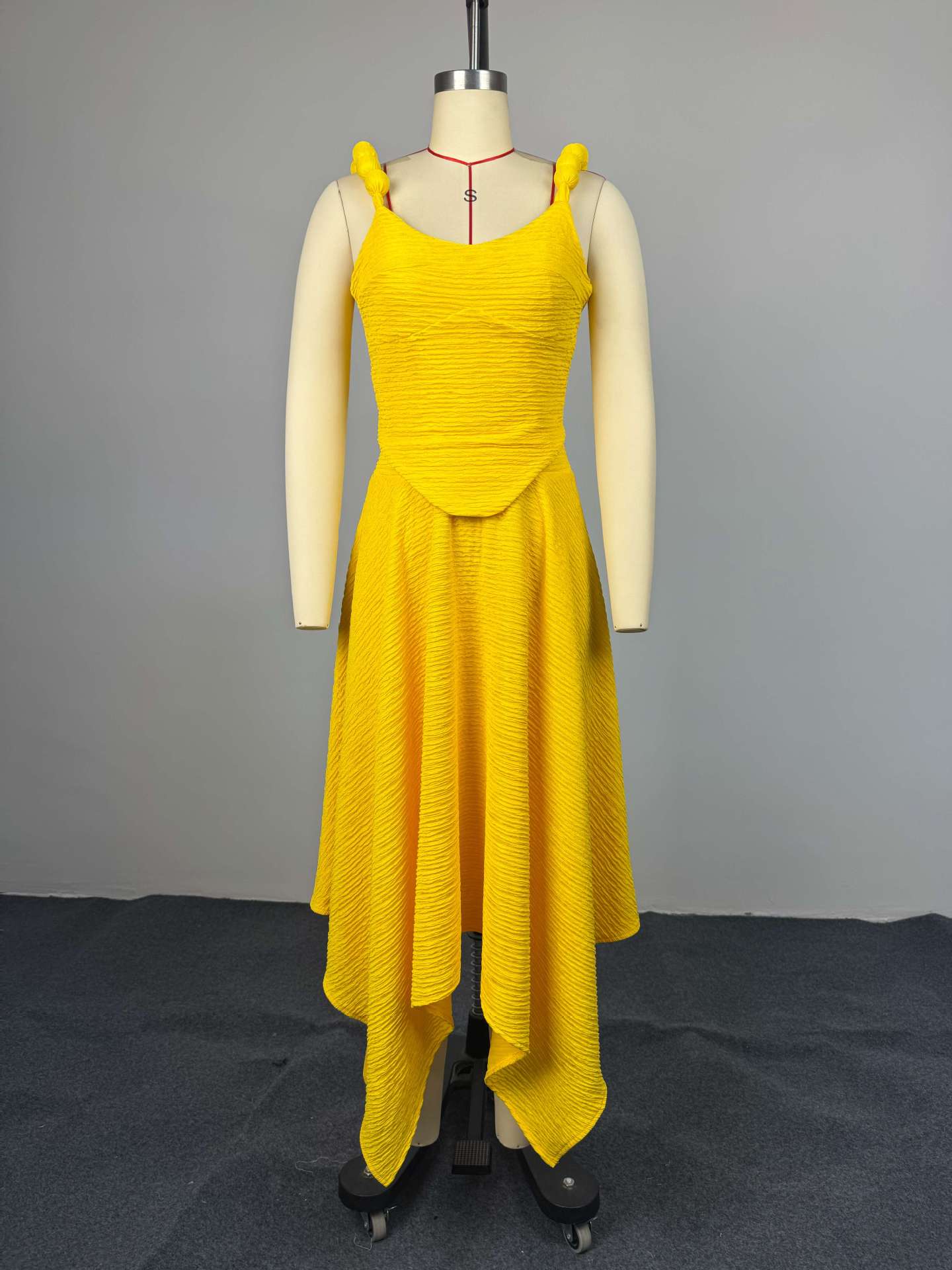 GLCMYAYA Street Fashion Women's Set Strap Lace Up Back Crop Top and Irregular Long Skirt Suit Vacation Two 2 Piece Set Outfits