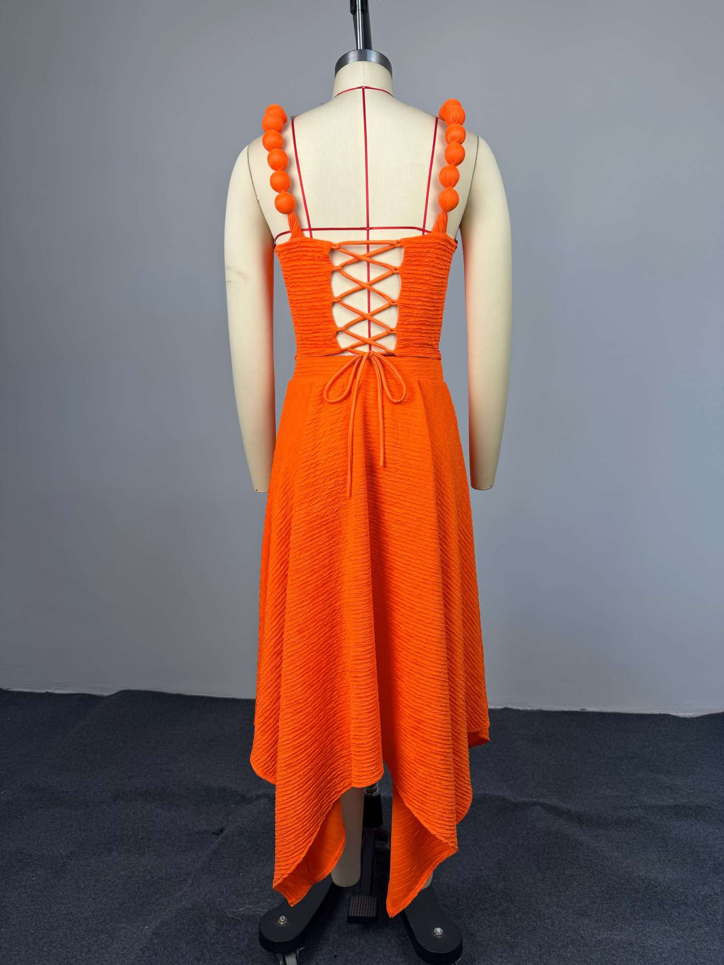 GLCMYAYA Street Fashion Women's Set Strap Lace Up Back Crop Top and Irregular Long Skirt Suit Vacation Two 2 Piece Set Outfits