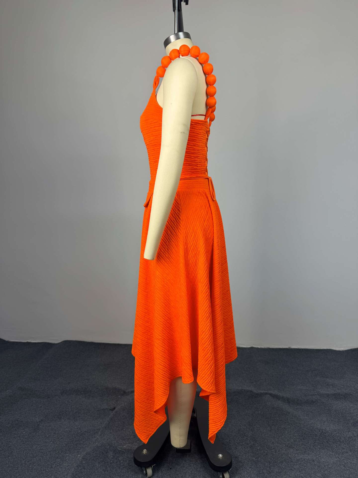 GLCMYAYA Street Fashion Women's Set Strap Lace Up Back Crop Top and Irregular Long Skirt Suit Vacation Two 2 Piece Set Outfits