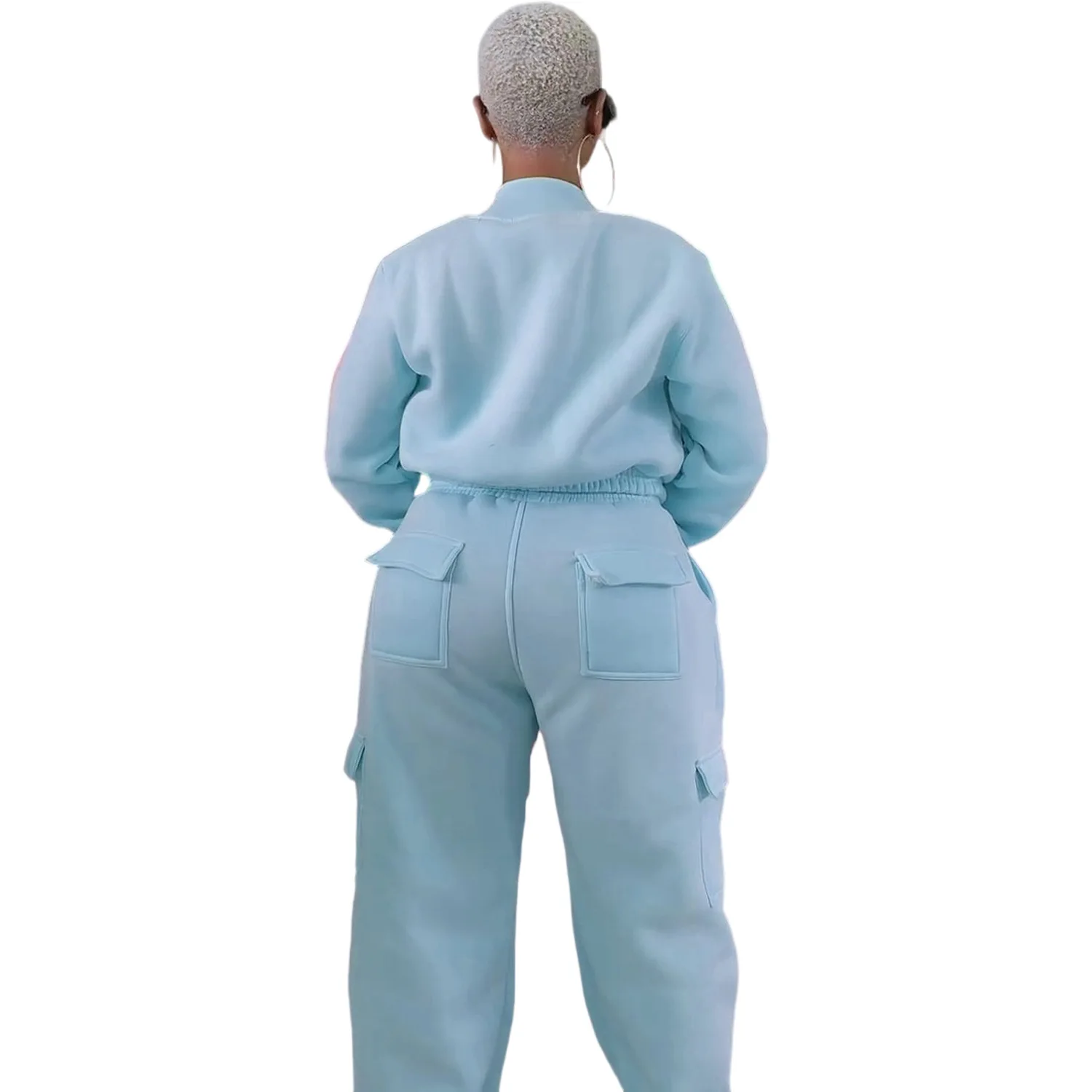 GLCMYAYA Active Women's Set Thick Warm Long Sleeve jacket +Straight Pants 2025 Fall Street Two 2 Piece Sets Outfits Sportwear