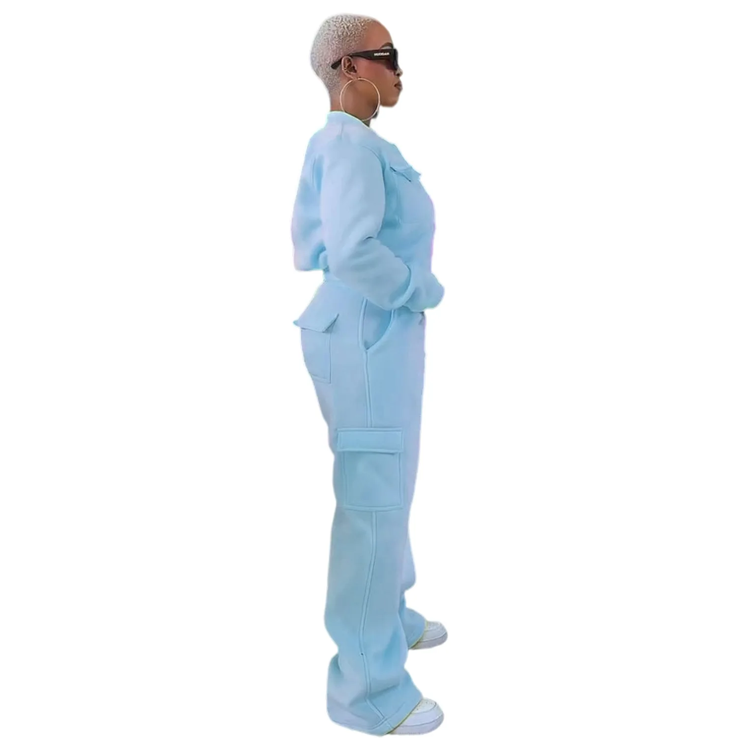 GLCMYAYA Active Women's Set Thick Warm Long Sleeve jacket +Straight Pants 2025 Fall Street Two 2 Piece Sets Outfits Sportwear