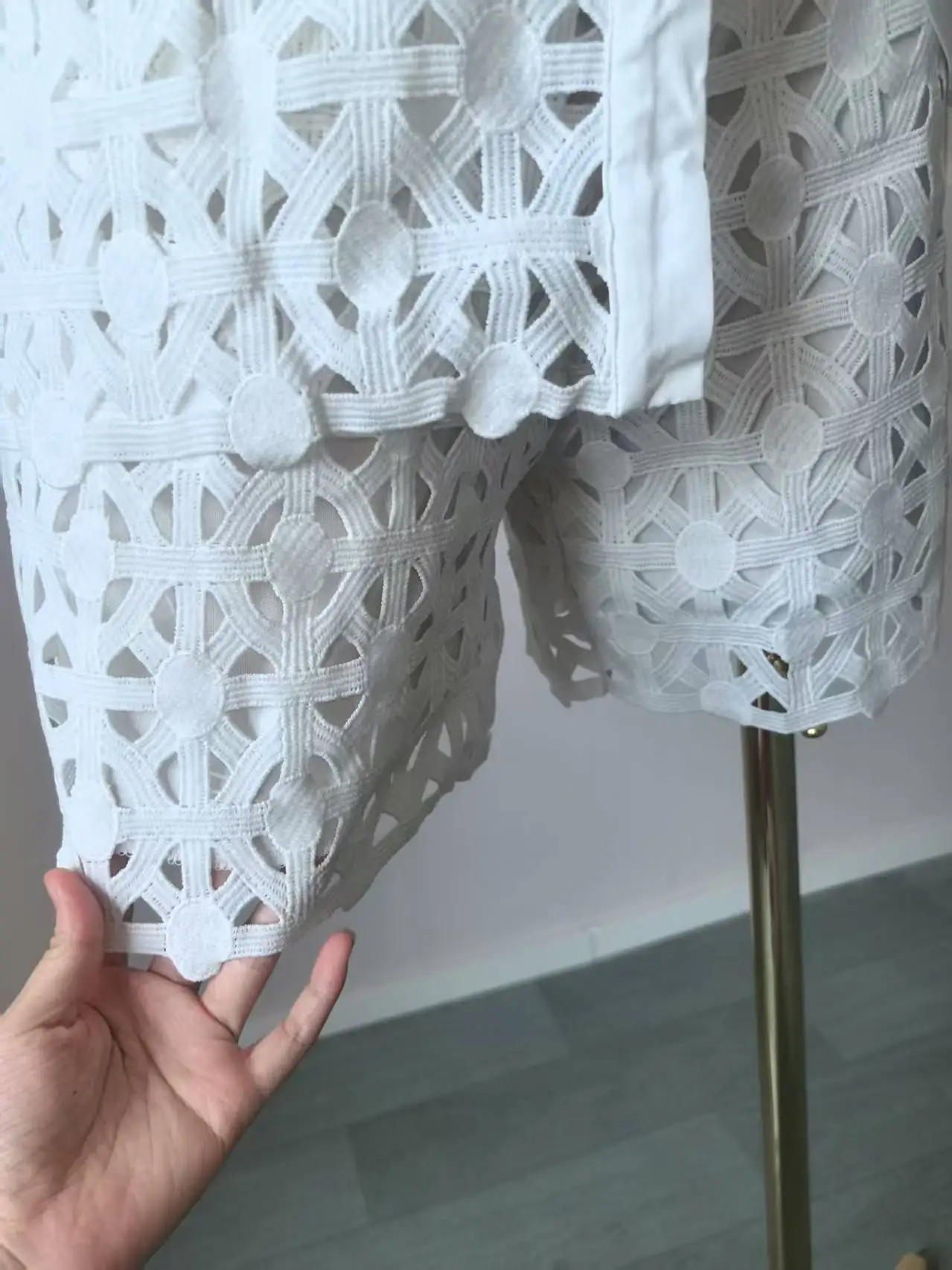 GLCMYAYA Hollow Out Women's Set Short Sleeve Shirt and Shorts Suit 2025 Summer OL Fashion Two 2 Piece Sets Outfit Tracksuit