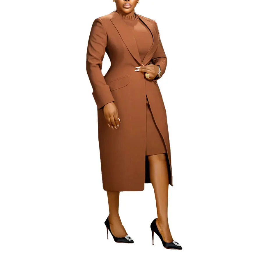 CM.YAYA Women's Set Full Sleeve Long Blazer Coat+ Long Dress Suit 2025 Winter Streetwear Two 2 Piece Set Africa OL Work Outfits CM.YAYA Women's Set Full Sleeve Long Blazer Coat+ Long Dress Suit 2025 Winter Streetwear Two 2 Piece Set Africa OL Work Outfits
