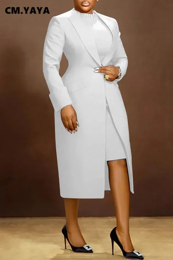 CM.YAYA Women’s Set Full Sleeve Long Blazer Coat+ Long Dress Suit 2025 Winter Streetwear Two 2 Piece Set Africa OL Work Outfits CM.YAYA Women's Set Full Sleeve Long Blazer Coat+ Long Dress Suit 2025 Winter Streetwear Two 2 Piece Set Africa OL Work Outfits