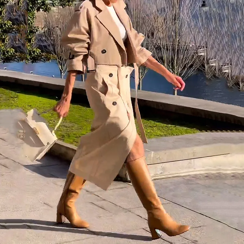 CM.YAYA Street Chic Women's Set Button Belt Long Sleeve Jackets and Cargo Skirts Suits Spring Two 2 Piece Set Outfit Tracksuit