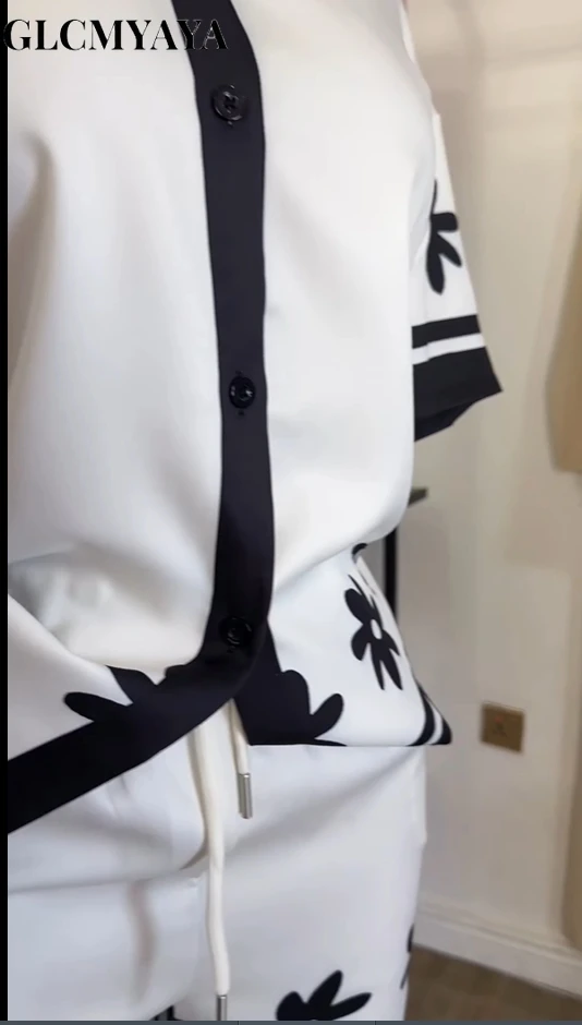 GLCMYAYA floral printed Side Women's Set Half Sleeve Shirt Tops and Shorts 2025 Holiday Vacation Street Two 2 Piece Set Outfits GLCMYAYA floral printed Side Women's Set Half Sleeve Shirt Tops and Shorts 2025 Holiday Vacation Street Two 2 Piece Set Outfits