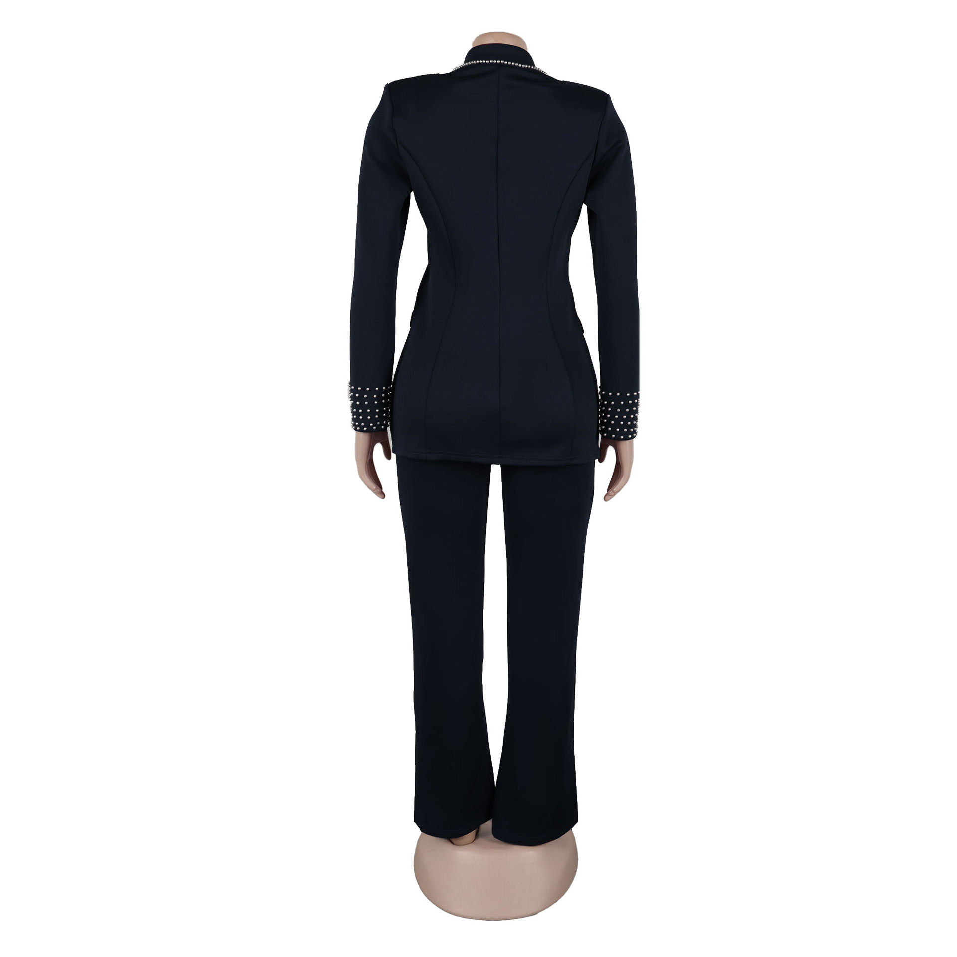 CM.YAYA Fashion Pearl Splicing Women's Set Long Sleeve Blazer and Wide Leg Pants Suit 2024 Winter OL Fall Two 2 Piece Set Outfit CM.YAYA Fashion Pearl Splicing Women's Set Long Sleeve Blazer and Wide Leg Pants Suit 2024 Winter OL Fall Two 2 Piece Set Outfit