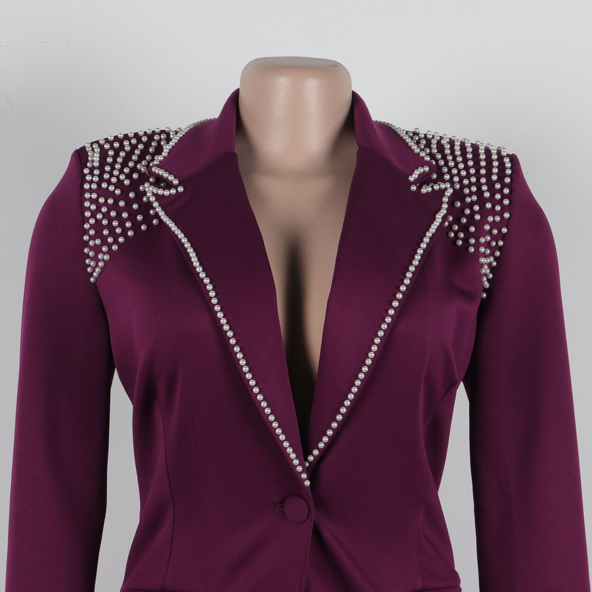 CM.YAYA Fashion Pearl Splicing Women's Set Long Sleeve Blazer and Wide Leg Pants Suit 2024 Winter OL Fall Two 2 Piece Set Outfit CM.YAYA Fashion Pearl Splicing Women's Set Long Sleeve Blazer and Wide Leg Pants Suit 2024 Winter OL Fall Two 2 Piece Set Outfit