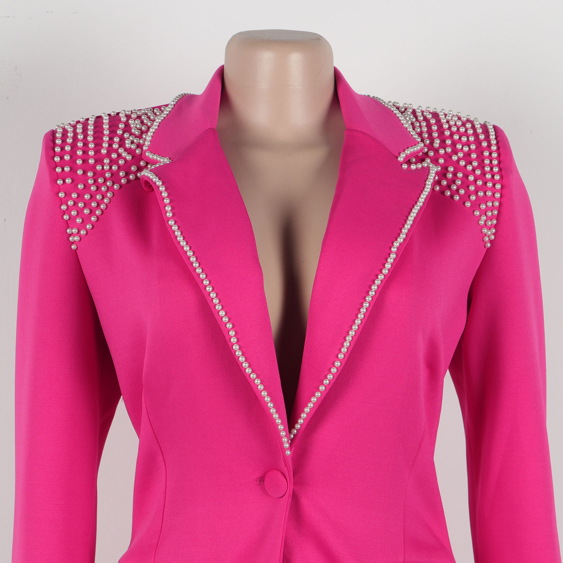 CM.YAYA Fashion Pearl Splicing Women's Set Long Sleeve Blazer and Wide Leg Pants Suit 2024 Winter OL Fall Two 2 Piece Set Outfit CM.YAYA Fashion Pearl Splicing Women's Set Long Sleeve Blazer and Wide Leg Pants Suit 2024 Winter OL Fall Two 2 Piece Set Outfit