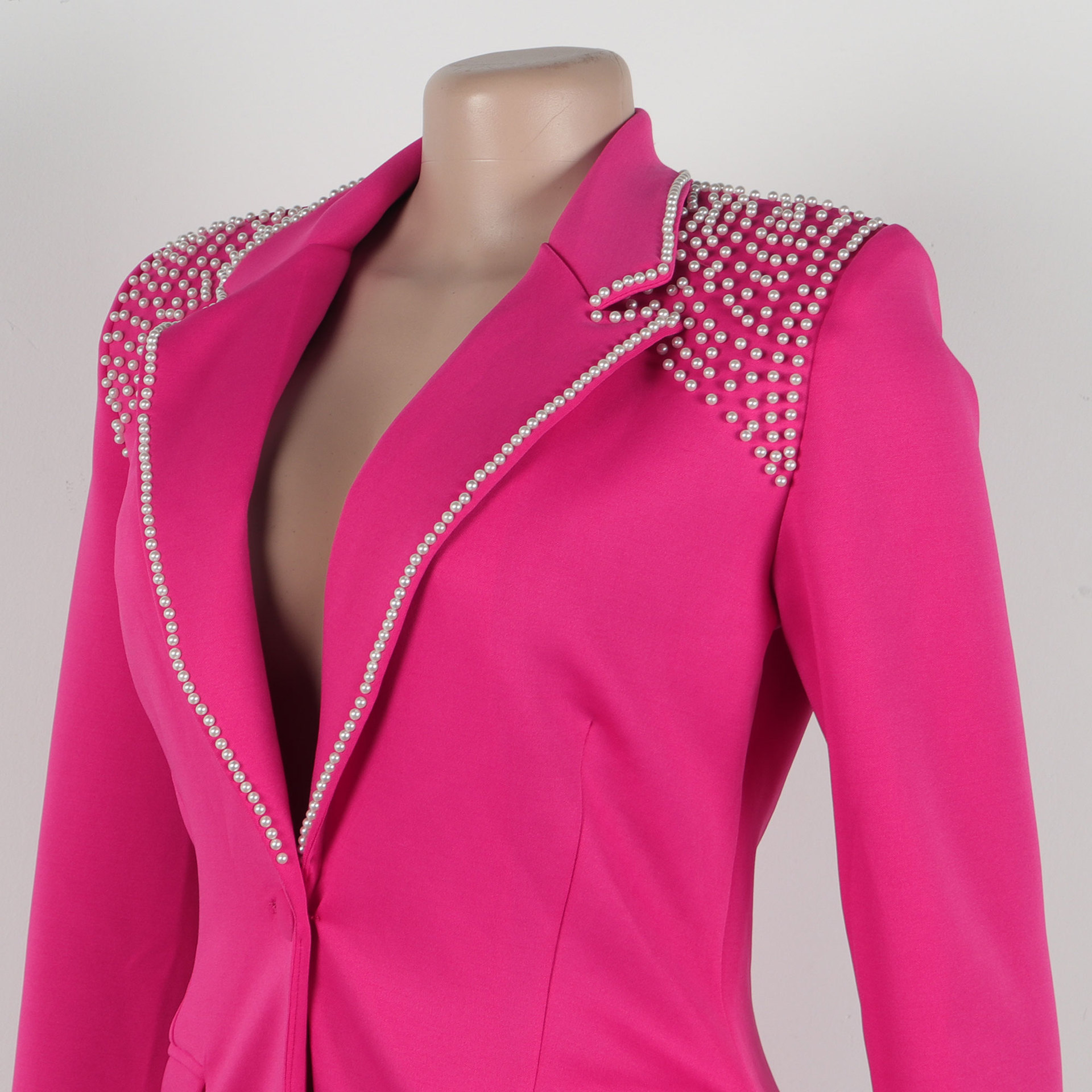 CM.YAYA Fashion Pearl Splicing Women's Set Long Sleeve Blazer and Wide Leg Pants Suit 2024 Winter OL Fall Two 2 Piece Set Outfit CM.YAYA Fashion Pearl Splicing Women's Set Long Sleeve Blazer and Wide Leg Pants Suit 2024 Winter OL Fall Two 2 Piece Set Outfit