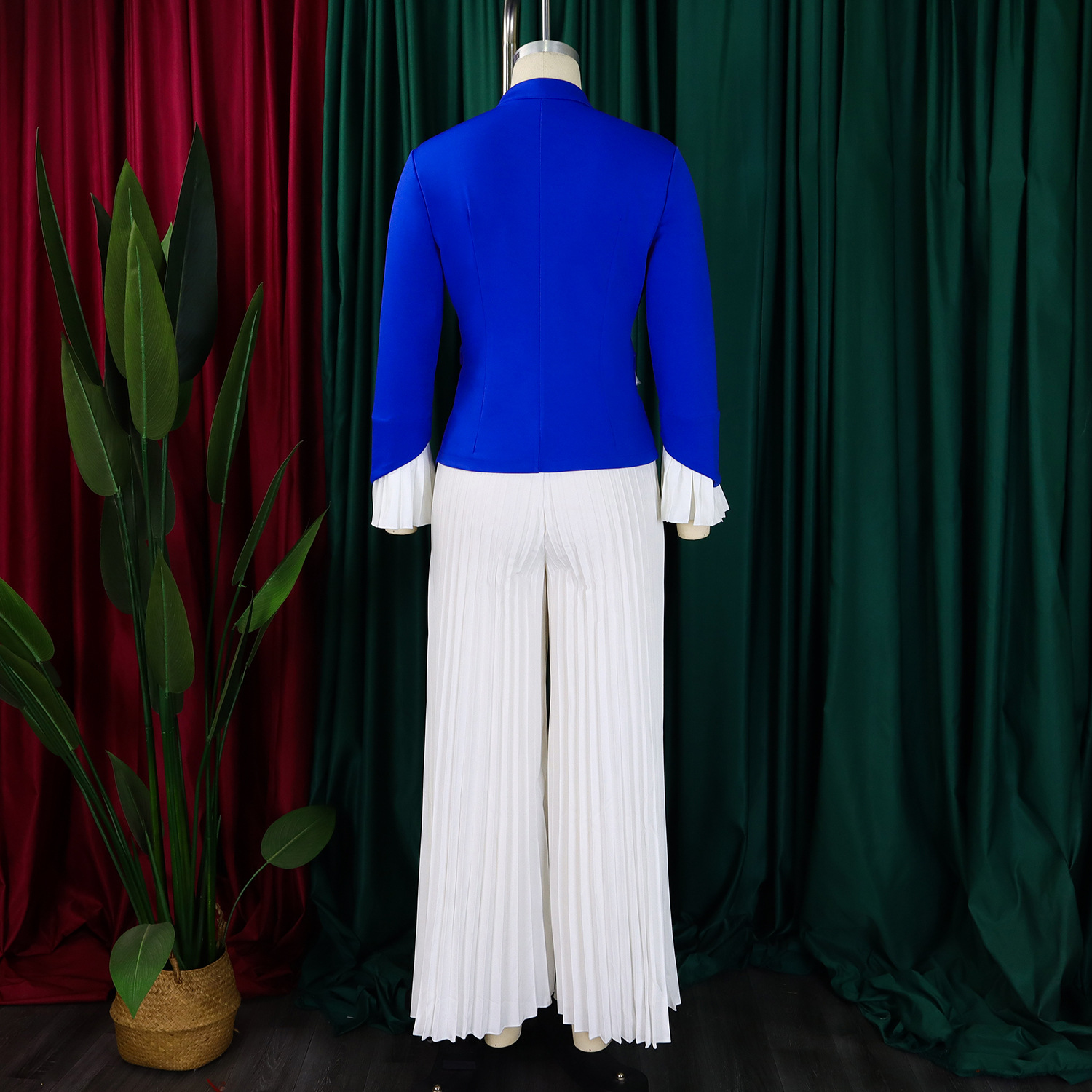 CM.YAYA Women's Set Full Flare Sleeve Button Blazer Shirt + Pleated Long Pants Suit Streetwear Two 2 Piece Set Africa OL Outfits