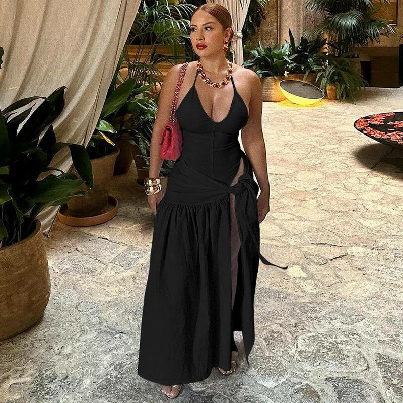 CM.YAYA Elegant Women's Set Sleeveless Strap Bodysuit +Long Skirts Set Autumn Tracksuit Sexy 2024 Tie Up Two 2 Piece Set Outfits CM.YAYA Elegant Women's Set Sleeveless Strap Bodysuit +Long Skirts Set Autumn Tracksuit Sexy 2024 Tie Up Two 2 Piece Set Outfits