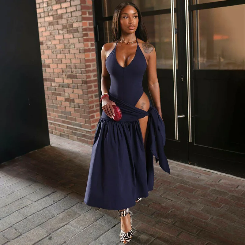 CM.YAYA Elegant Women's Set Sleeveless Strap Bodysuit +Long Skirts Set Autumn Tracksuit Sexy 2024 Tie Up Two 2 Piece Set Outfits CM.YAYA Elegant Women's Set Sleeveless Strap Bodysuit +Long Skirts Set Autumn Tracksuit Sexy 2024 Tie Up Two 2 Piece Set Outfits