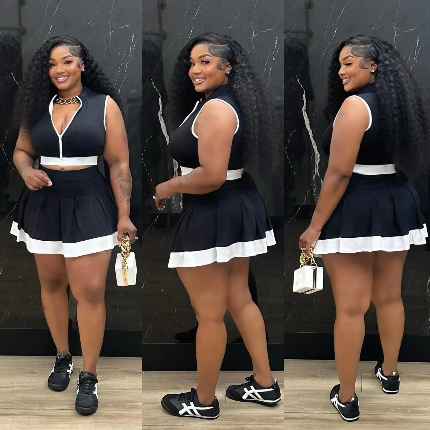 CM.YAYA Women’s Set Sleeveless V-neck Vest + Pleated Skirts 2025 Summer Cute Street Beach Two 2 Piece Sets Outfits Tracksuit CM.YAYA Women's Set Sleeveless V-neck Vest + Pleated Skirts 2025 Summer Cute Street Beach Two 2 Piece Sets Outfits Tracksuit