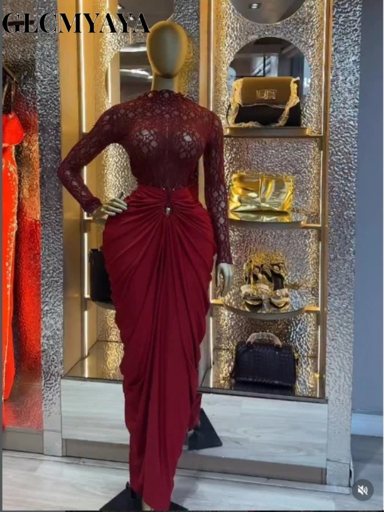 CM.YAYA Women’s See Though Long Sleeve T-shirts Tops and Buckle Waist Stacked Ruched Midi Maxi Skirt 2026 Two 2 Piece Set Outfit CM.YAYA Women's See Though Long Sleeve T-shirts Tops and Buckle Waist Stacked Ruched Midi Maxi Skirt 2026 Two 2 Piece Set Outfit