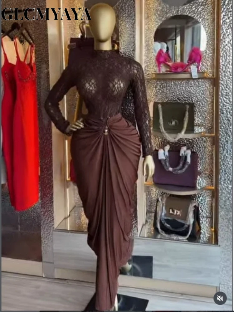 CM.YAYA Women’s See Though Long Sleeve T-shirts Tops and Buckle Waist Stacked Ruched Midi Maxi Skirt 2026 Two 2 Piece Set Outfit CM.YAYA Women's See Though Long Sleeve T-shirts Tops and Buckle Waist Stacked Ruched Midi Maxi Skirt 2026 Two 2 Piece Set Outfit