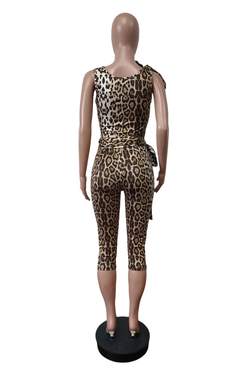 CM.YAYA Women's Set Active Leopard Print Sleeveless Tie Up Top +Pants Suits Street Sporty Two 2 Piece Set Outfit Tracksuit 2025 CM.YAYA Women's Set Active Leopard Print Sleeveless Tie Up Top +Pants Suits Street Sporty Two 2 Piece Set Outfit Tracksuit 2025