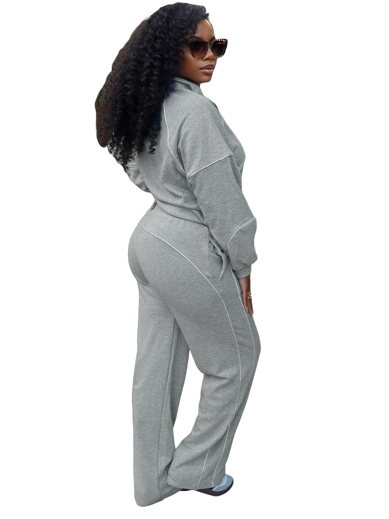 GLCMYAYA Women's Set Long Sleeve Sweatshirt + Wide Leg Pant Suits 2025 Autumn Active Sporty Tracksuit 2 Two Pieces Set Outfits GLCMYAYA Women's Set Long Sleeve Sweatshirt + Wide Leg Pant Suits 2025 Autumn Active Sporty Tracksuit 2 Two Pieces Set Outfits
