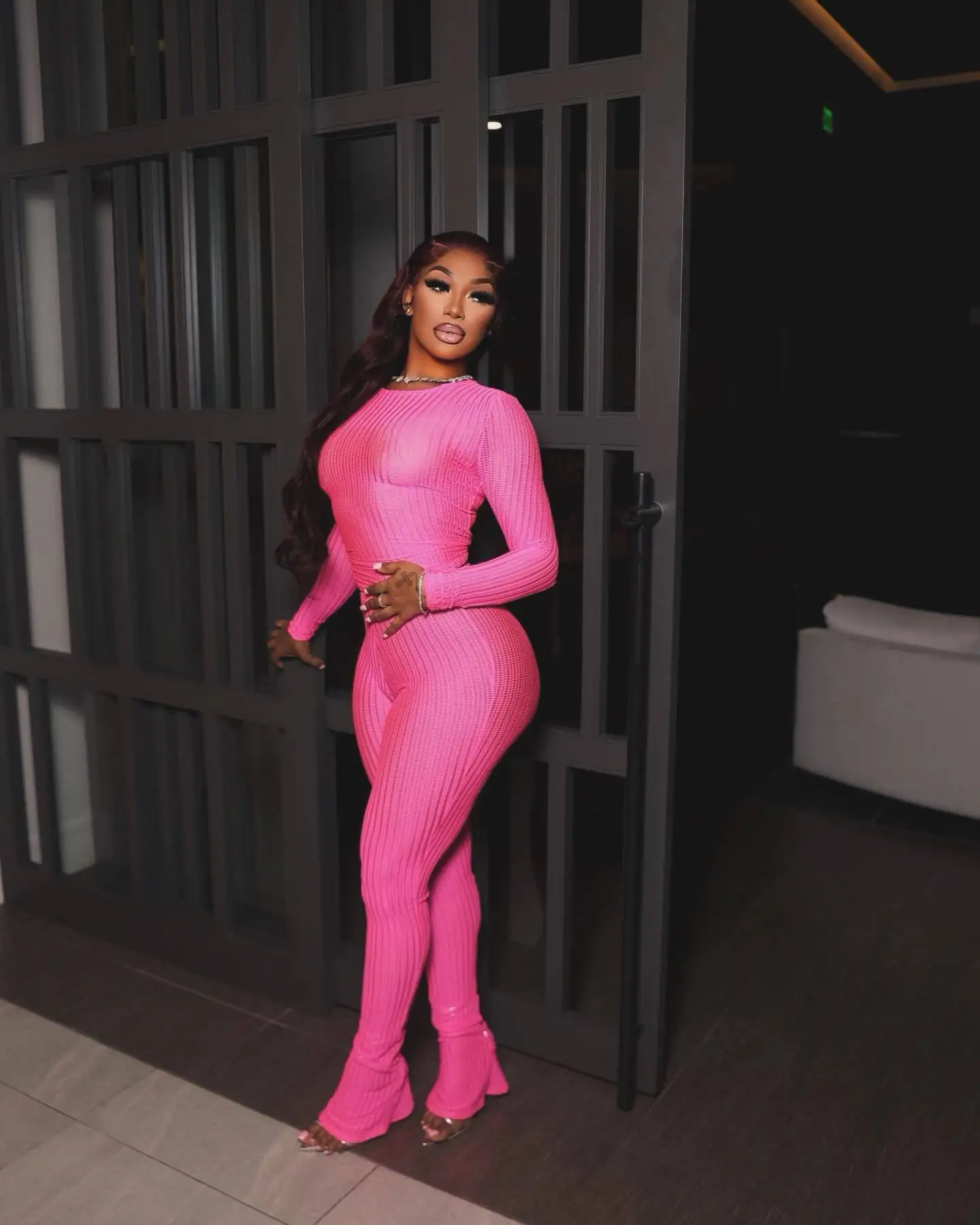 CM.YAYA Fashion See Though Women's Set Long Sleeve T-shirt and Flare Pants 2024 Active Street Two 2 Piece Sets Outfits Tracksuit CM.YAYA Fashion See Though Women's Set Long Sleeve T-shirt and Flare Pants 2024 Active Street Two 2 Piece Sets Outfits Tracksuit