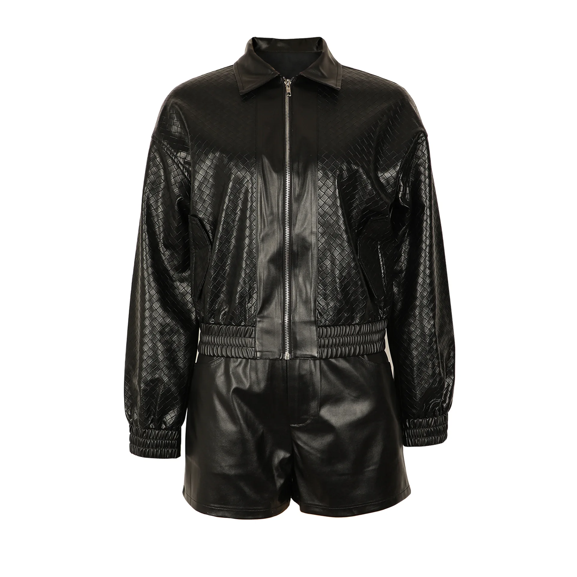 GLCMYAYA 2026 Winter Street Women Set Long Sleeve Plaid PU Leather Jacket and Short Suits Fashion Two 2 Piece Set Outfits GLCMYAYA 2026 Winter Street Women Set Long Sleeve Plaid PU Leather Jacket and Short Suits Fashion Two 2 Piece Set Outfits