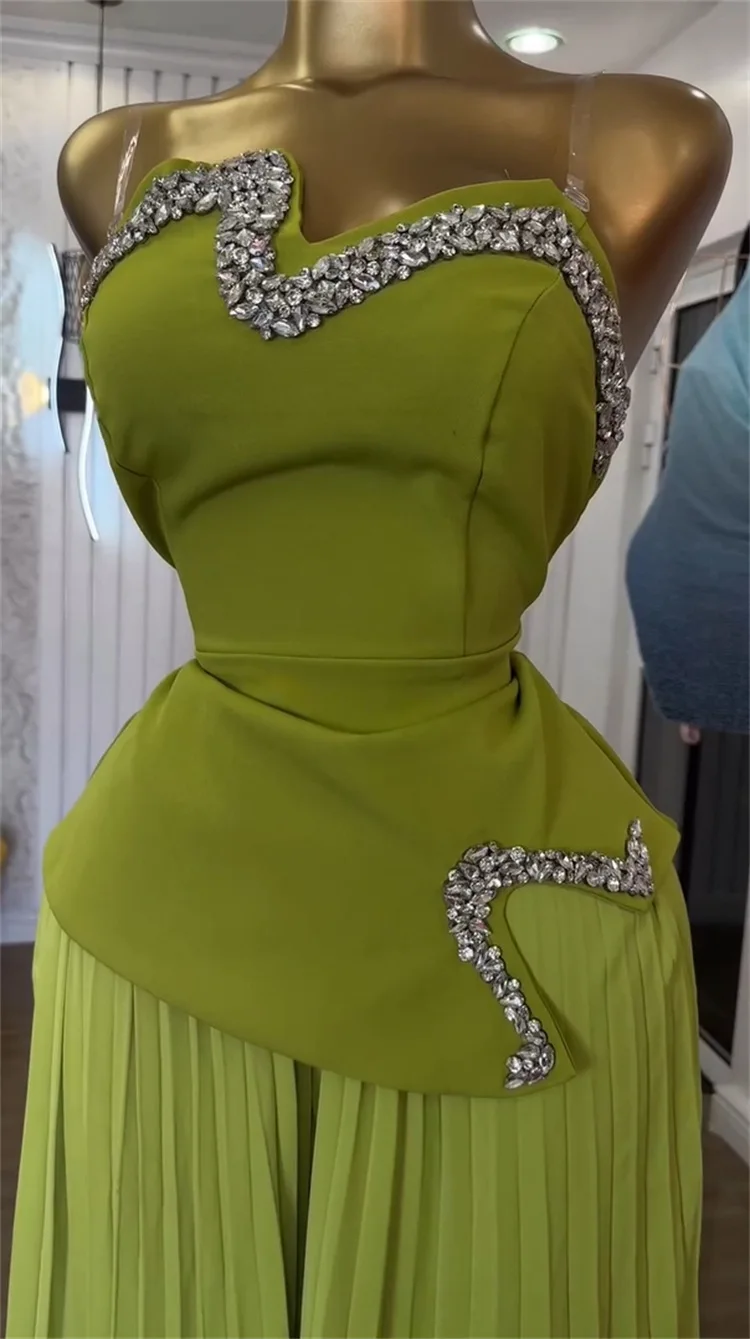 CM.YAYA Women's Set Diamonds Hot Rhinestones Crop Top and Pleated Wide Leg Pants Suit 2025 Two 2 Piece Sets Outfits Tracksuit