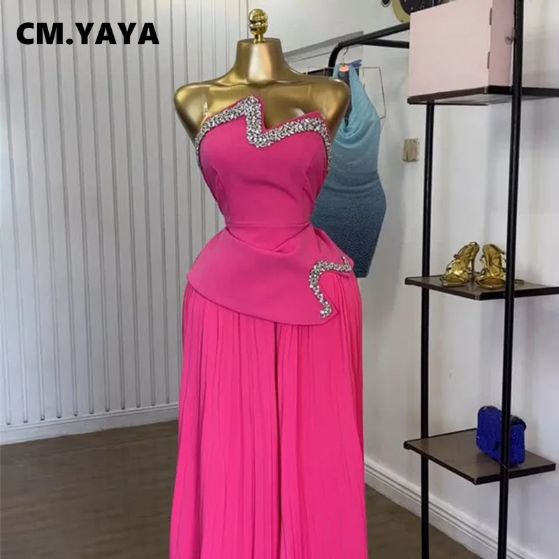 CM.YAYA Women’s Set Diamonds Hot Rhinestones Crop Top and Pleated Wide Leg Pants Suit 2025 Two 2 Piece Sets Outfits Tracksuit CM.YAYA Women's Set Diamonds Hot Rhinestones Crop Top and Pleated Wide Leg Pants Suit 2025 Two 2 Piece Sets Outfits Tracksuit