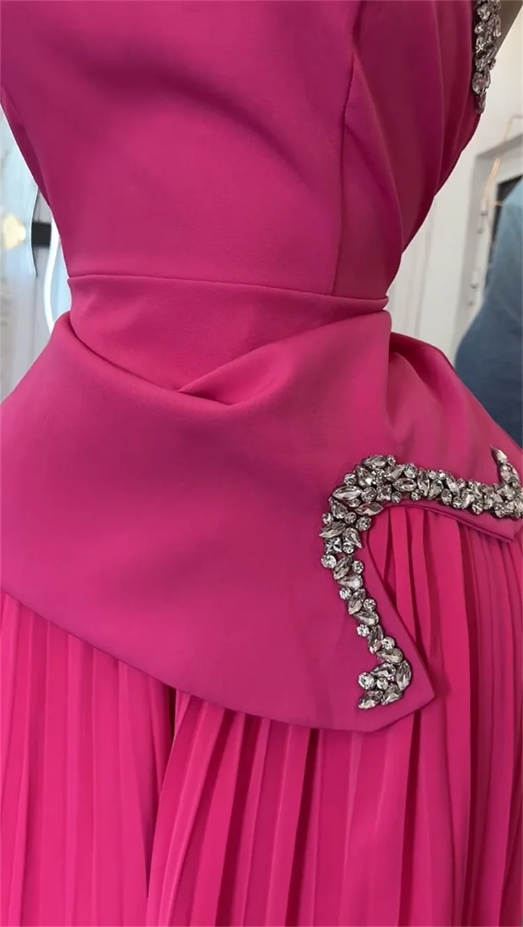 CM.YAYA Women's Set Diamonds Hot Rhinestones Crop Top and Pleated Wide Leg Pants Suit 2025 Two 2 Piece Sets Outfits Tracksuit