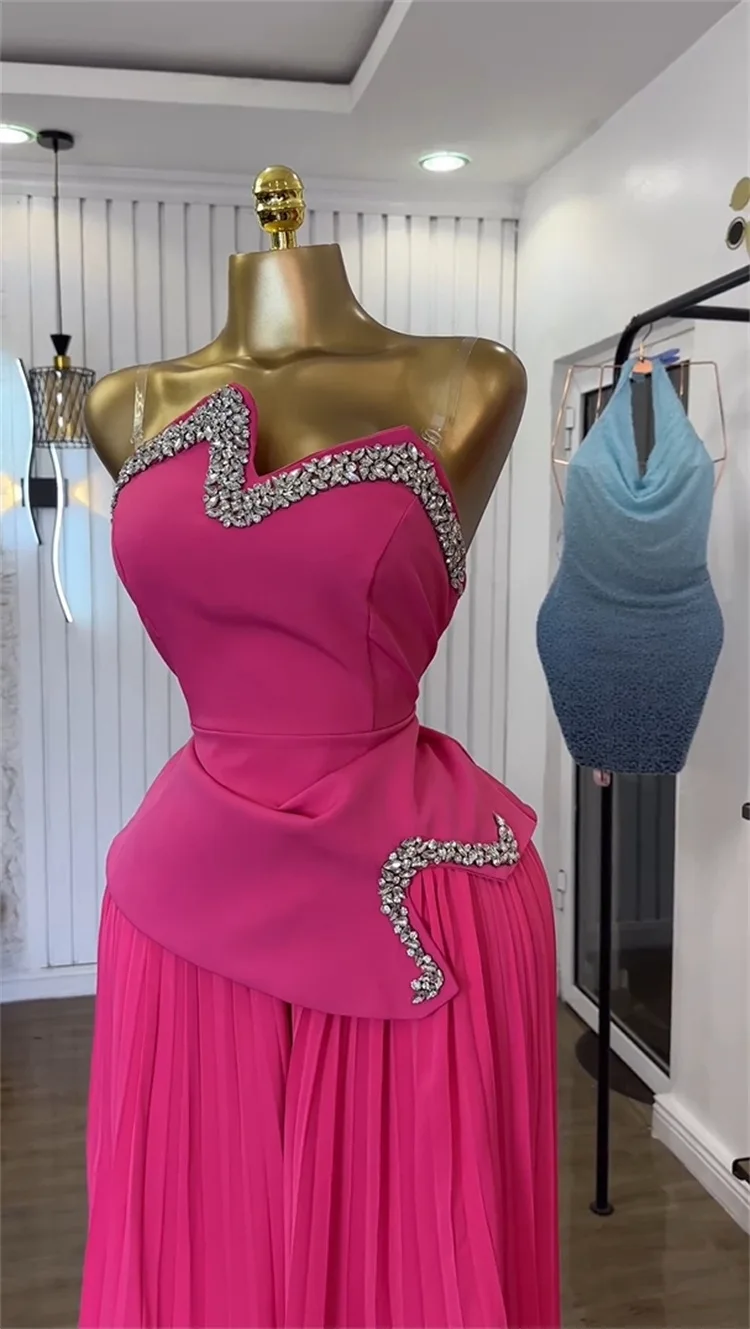 CM.YAYA Women's Set Diamonds Hot Rhinestones Crop Top and Pleated Wide Leg Pants Suit 2025 Two 2 Piece Sets Outfits Tracksuit