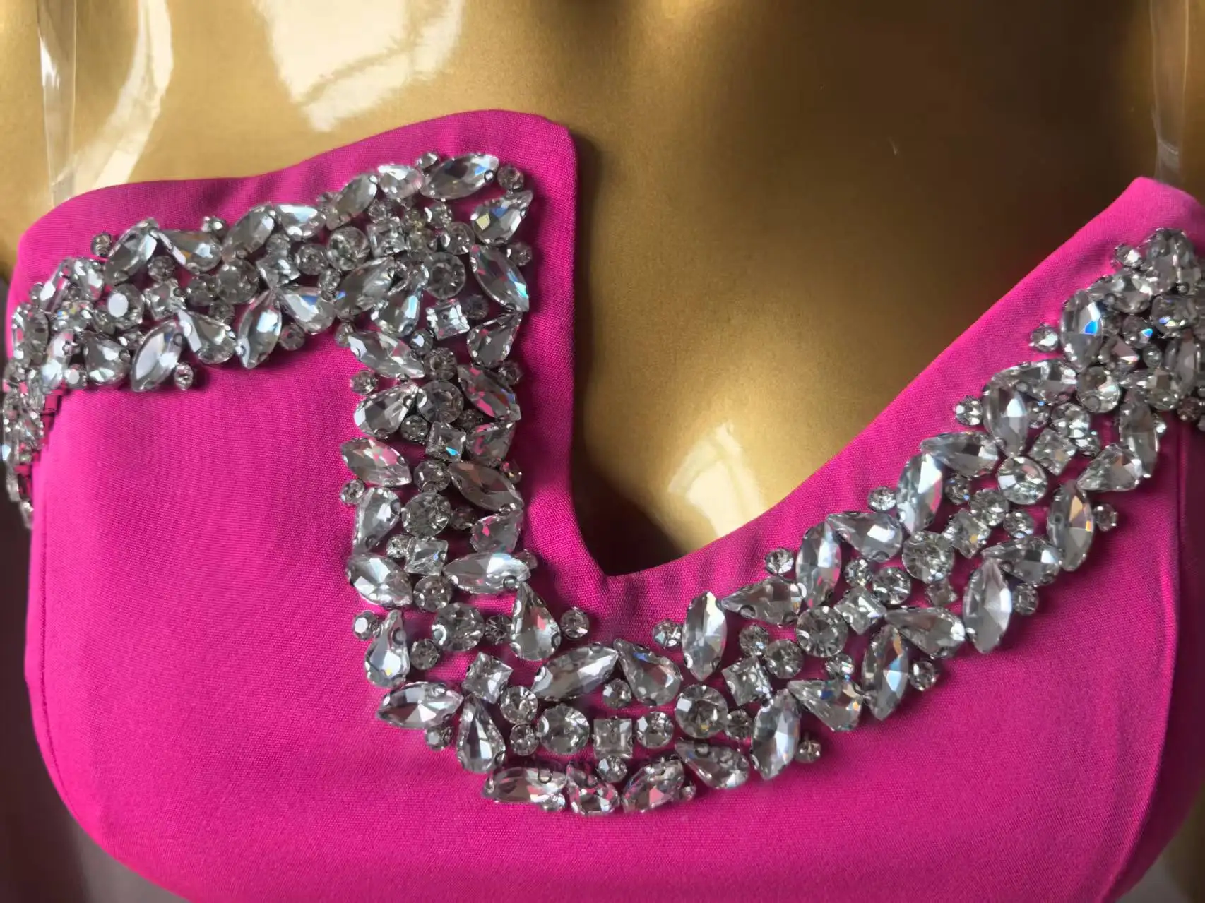 CM.YAYA Women's Set Diamonds Hot Rhinestones Crop Top and Pleated Wide Leg Pants Suit 2025 Two 2 Piece Sets Outfits Tracksuit