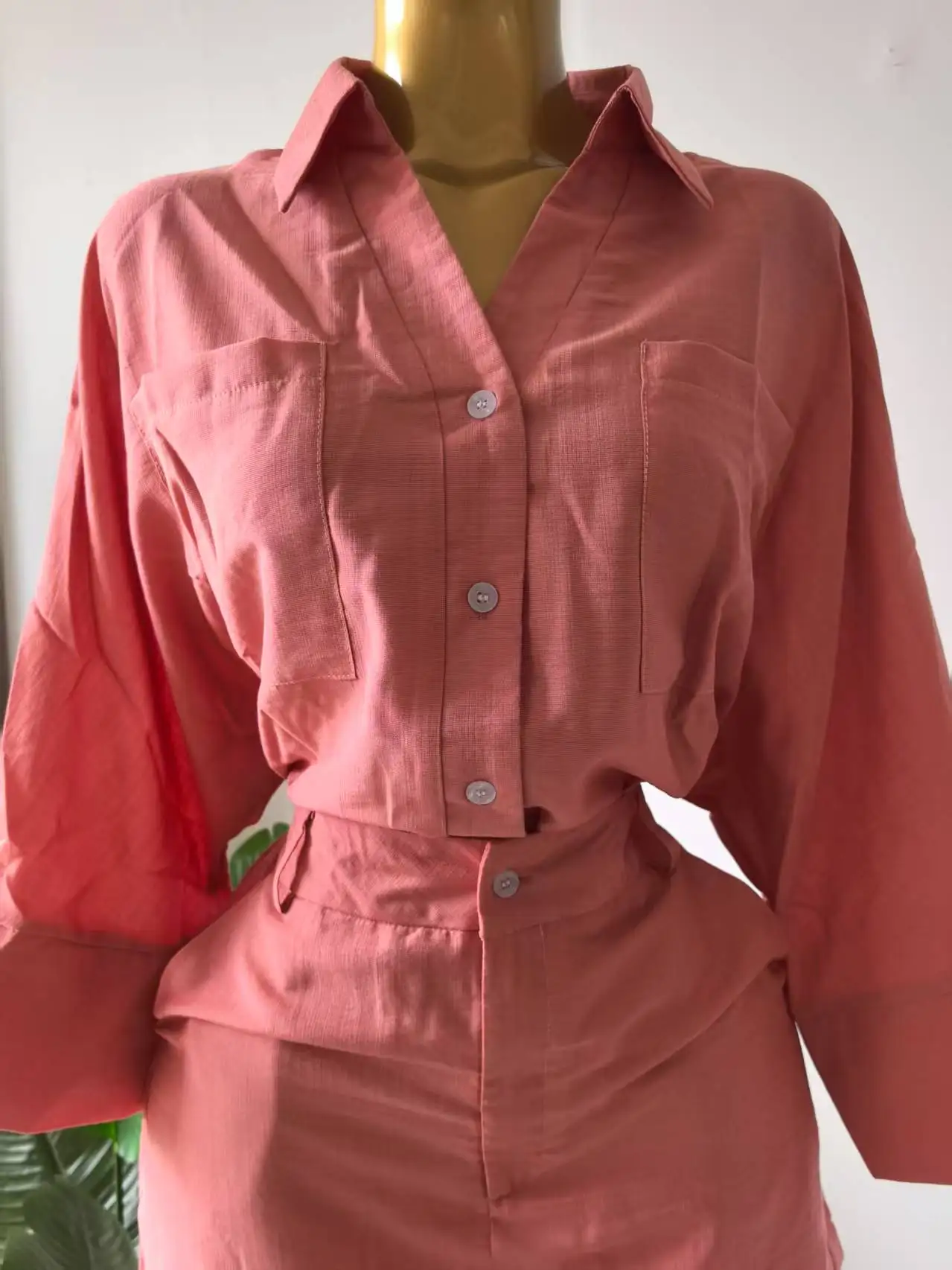 CM.YAYA Fashion Women's Set Full Sleeve Turn-down Collar T-shirt and Skirts Shorts 2025 Chic Two 2 Piece Sets Outfit Tracksuits