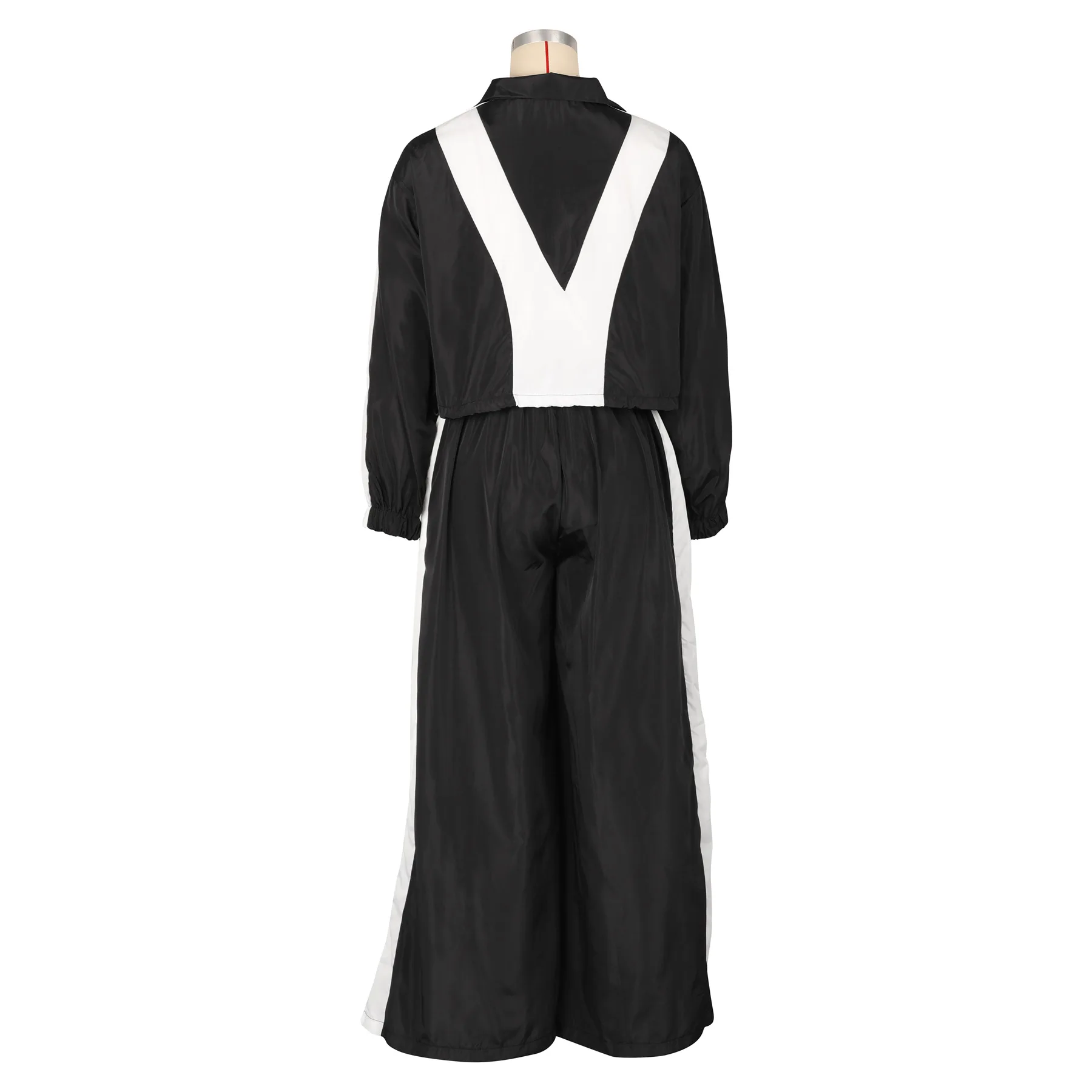 CM.YAYA Active Patchwork Women's Set Zipper Sweatshirt Jacket and Wide Leg Pants Suit 2025 INS Two 2 Piece Sets Outfit Tracksuit