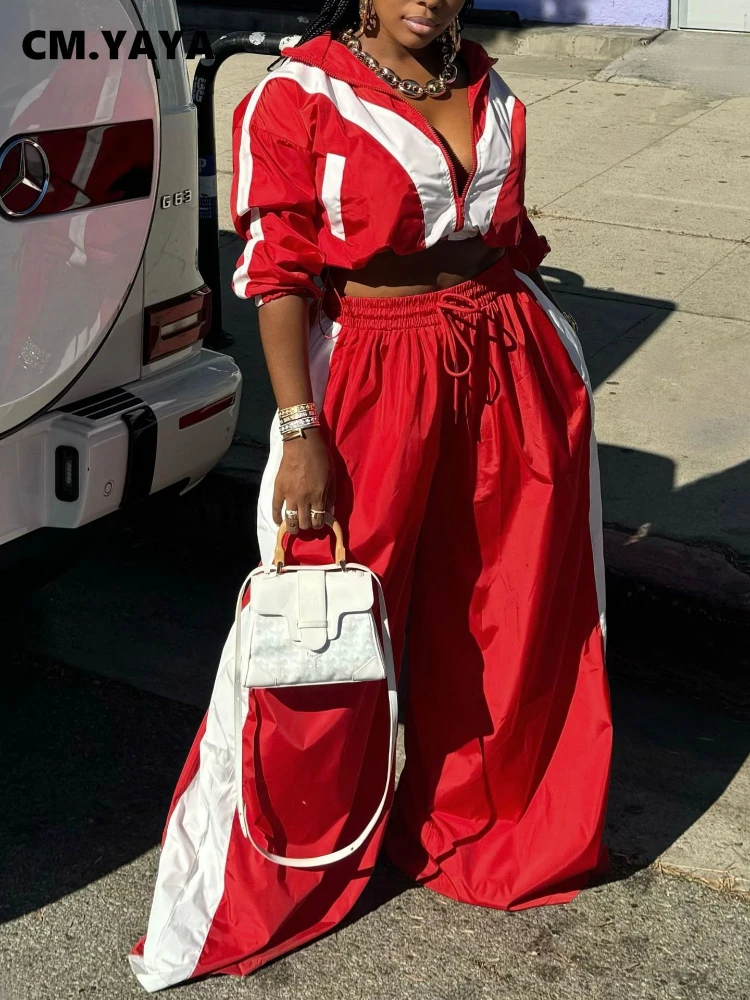 CM.YAYA Active Patchwork Women’s Set Zipper Sweatshirt Jacket and Wide Leg Pants Suit 2025 INS Two 2 Piece Sets Outfit Tracksuit CM.YAYA Active Patchwork Women's Set Zipper Sweatshirt Jacket and Wide Leg Pants Suit 2025 INS Two 2 Piece Sets Outfit Tracksuit
