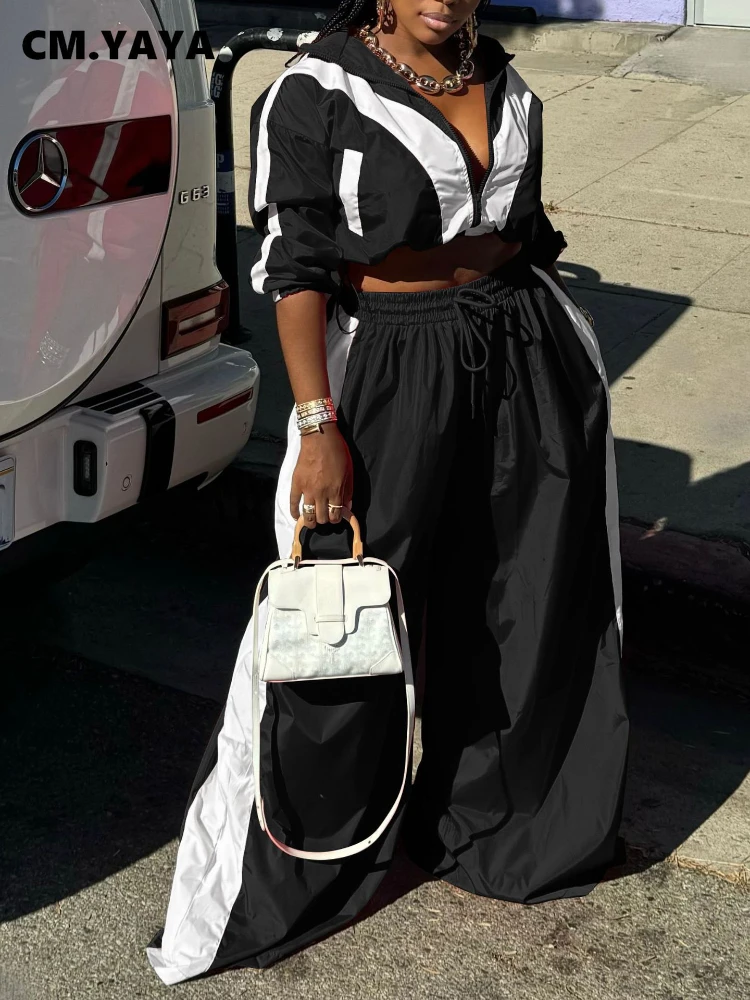 CM.YAYA Active Patchwork Women’s Set Zipper Sweatshirt Jacket and Wide Leg Pants Suit 2025 INS Two 2 Piece Sets Outfit Tracksuit CM.YAYA Active Patchwork Women's Set Zipper Sweatshirt Jacket and Wide Leg Pants Suit 2025 INS Two 2 Piece Sets Outfit Tracksuit