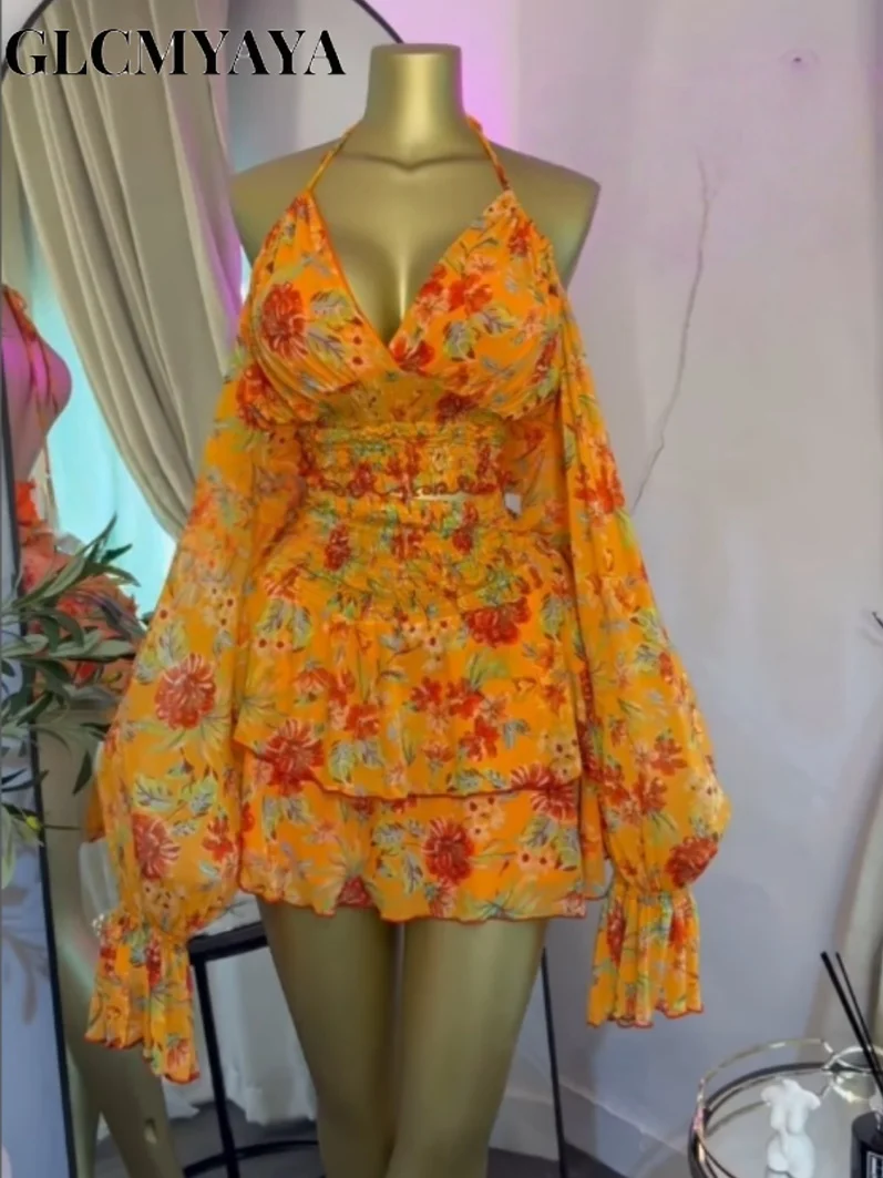 GLCMYAYA Women Floral Printed Lantern Long Sleeve Blouses Tee Tops and Ruffles Mini A-line Skirt 2026 Fall Two Piece Set Outfits GLCMYAYA Women Floral Printed Lantern Long Sleeve Blouses Tee Tops and Ruffles Mini A-line Skirt 2026 Fall Two Piece Set Outfits