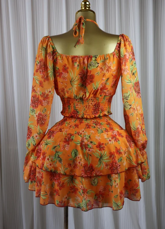 GLCMYAYA Women Floral Printed Lantern Long Sleeve Blouses Tee Tops and Ruffles Mini A-line Skirt 2026 Fall Two Piece Set Outfits