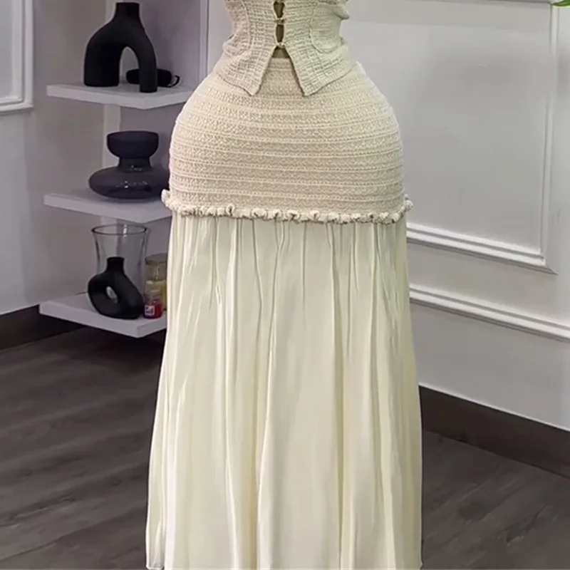 GLCMYAYA Women's Set Short Sleeve Hollow Out Tops and Long Skirts Suit 2025 Summer Elegant Two 2 Piece Sets Outfit Tracksuit GLCMYAYA Women's Set Short Sleeve Hollow Out Tops and Long Skirts Suit 2025 Summer Elegant Two 2 Piece Sets Outfit Tracksuit