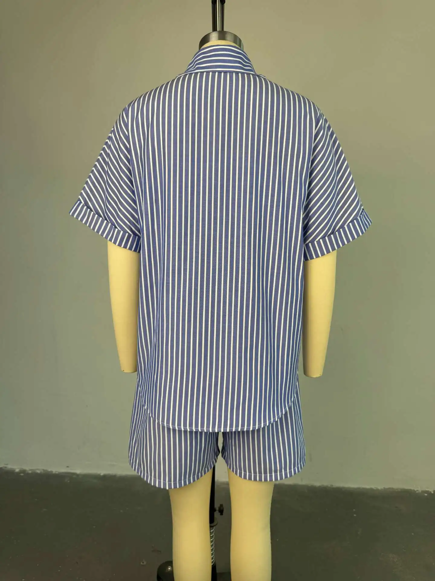 CM.YAYA Fashion Striped Women’s Set Half Sleeve Turn-down T-shirt and Shorts 2025 Summer Chic Two 2 Piece Sets Outfit Tracksuit CM.YAYA Fashion Striped Women's Set Half Sleeve Turn-down T-shirt and Shorts 2025 Summer Chic Two 2 Piece Sets Outfit Tracksuit