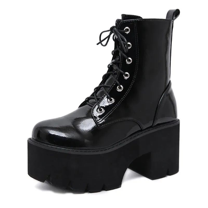 Women's Side Zipper Platform Boots Comfy Round Toe Lace Up Shoes Fashion Solid Color Comabt Boots Chunky Heels Women's Side Zipper Platform Boots Comfy Round Toe Lace Up Shoes Fashion Solid Color Comabt Boots Chunky Heels