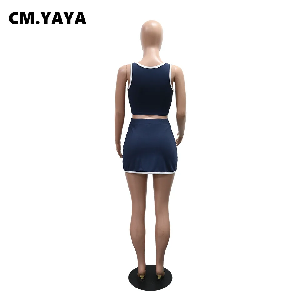CM.YAYA Casual Street Women's Dress Set Tank Top and Bodycon Midi Shorts Skirt Suit 2025 Summer Sexy Two 2 Piece Set Outfits