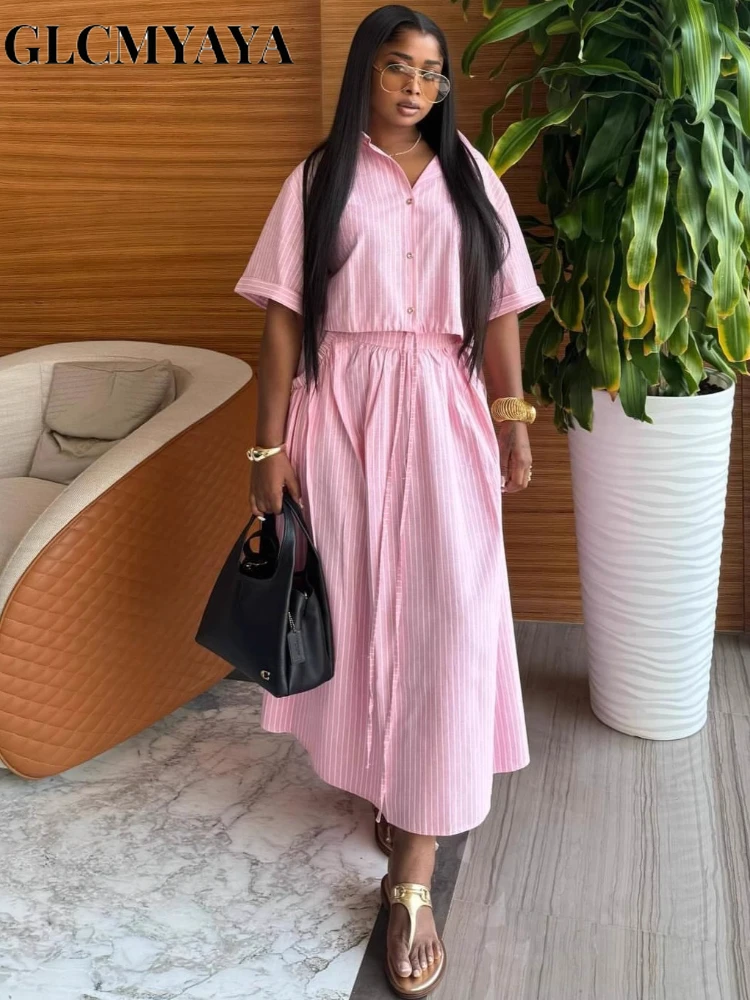 GLCMYAYA Women Set Street Short Sleeve Shirts + Long Pleated Skirts Suits 2026 Spring Two 2 Piece Sets Casual Outfits Tracksuits GLCMYAYA Women Set Street Short Sleeve Shirts + Long Pleated Skirts Suits 2026 Spring Two 2 Piece Sets Casual Outfits Tracksuits