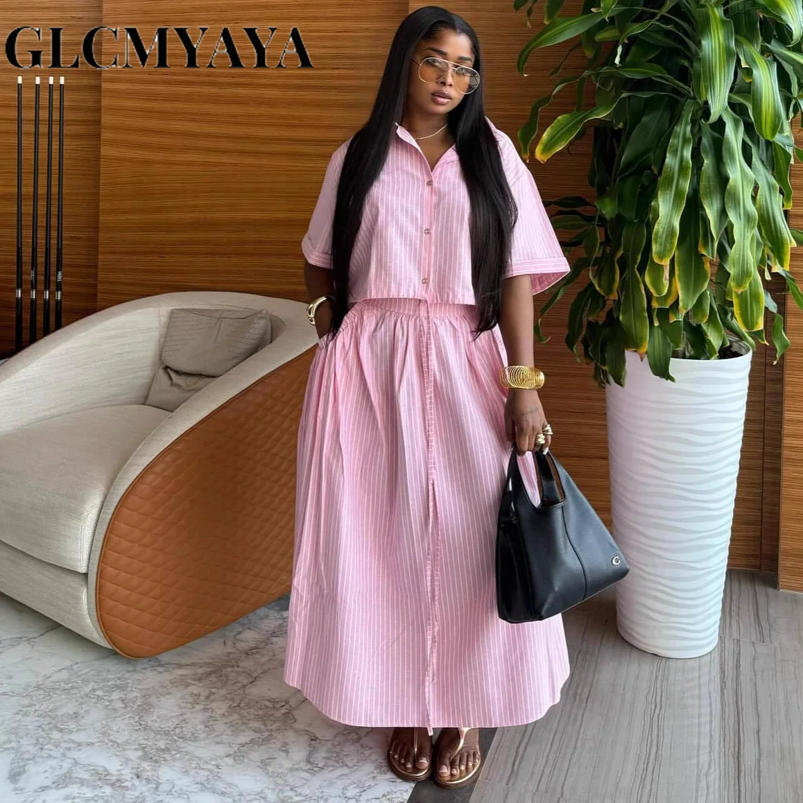 GLCMYAYA Women Set Street Short Sleeve Shirts + Long Pleated Skirts Suits 2026 Spring Two 2 Piece Sets Casual Outfits Tracksuits GLCMYAYA Women Set Street Short Sleeve Shirts + Long Pleated Skirts Suits 2026 Spring Two 2 Piece Sets Casual Outfits Tracksuits