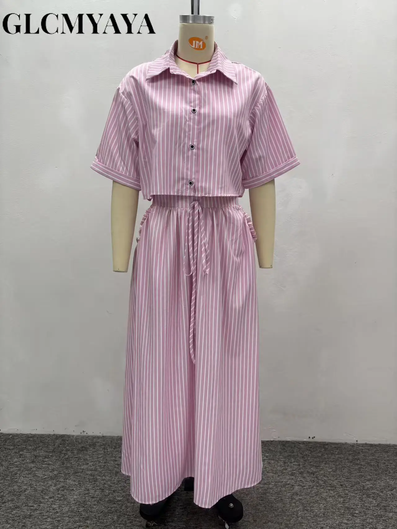 GLCMYAYA Women Set Street Short Sleeve Shirts + Long Pleated Skirts Suits 2026 Spring Two 2 Piece Sets Casual Outfits Tracksuits GLCMYAYA Women Set Street Short Sleeve Shirts + Long Pleated Skirts Suits 2026 Spring Two 2 Piece Sets Casual Outfits Tracksuits