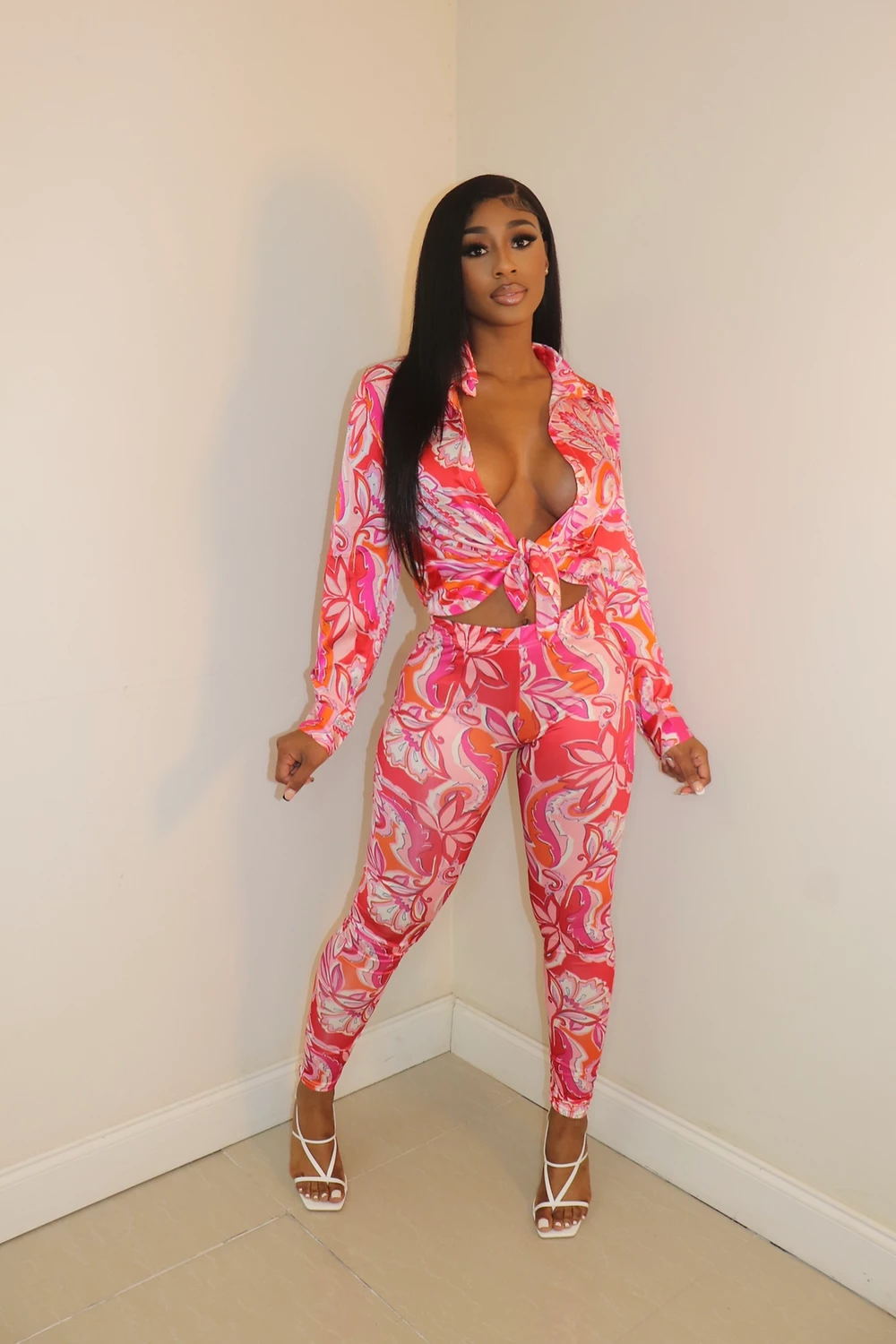 CM.YAYA Autumn Letter Leaf Print Women's Set Blouses Shirt Legging Pants Suit Active Wear Tracksuit Two Piece Set Fitness Outfit