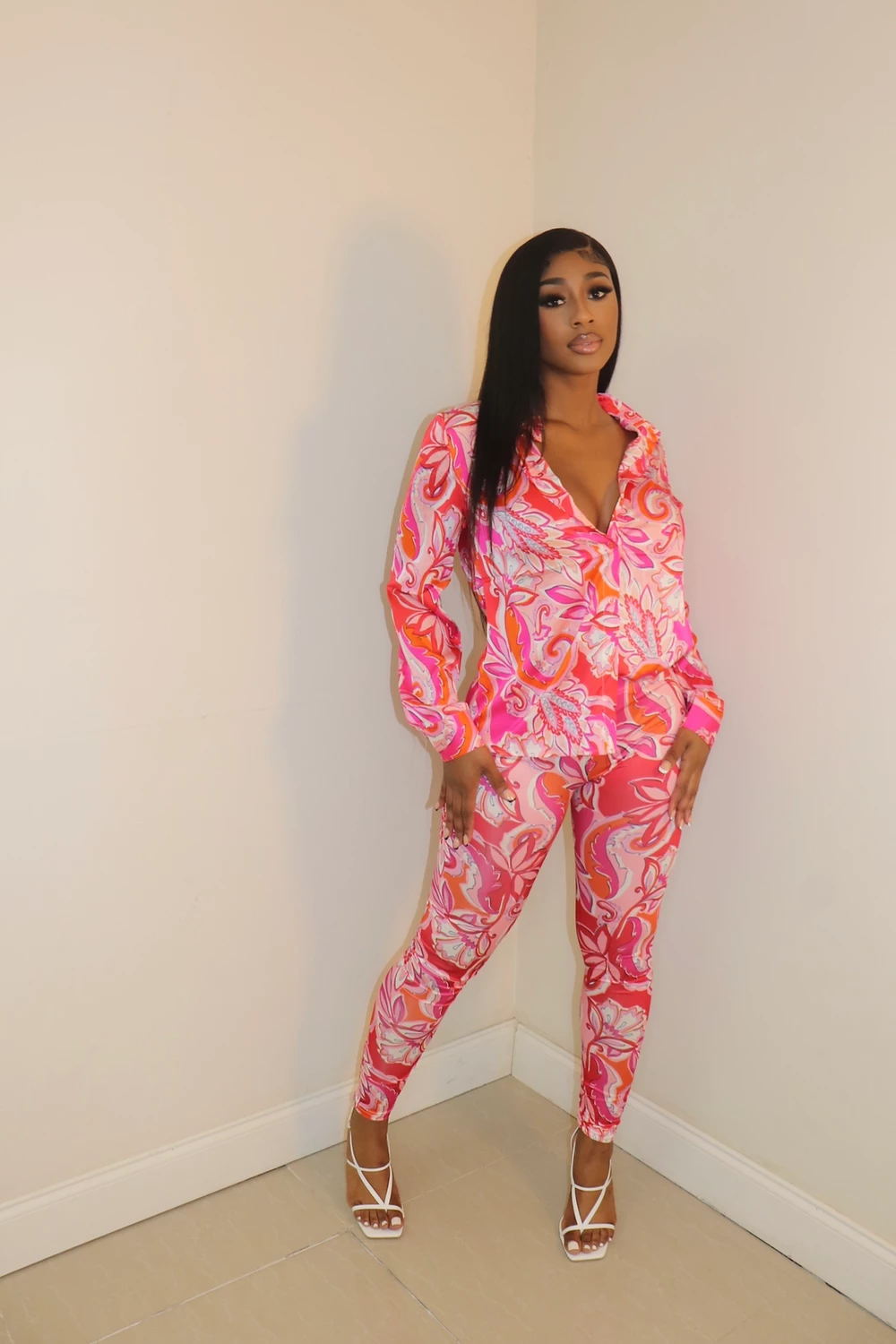 CM.YAYA Autumn Letter Leaf Print Women's Set Blouses Shirt Legging Pants Suit Active Wear Tracksuit Two Piece Set Fitness Outfit