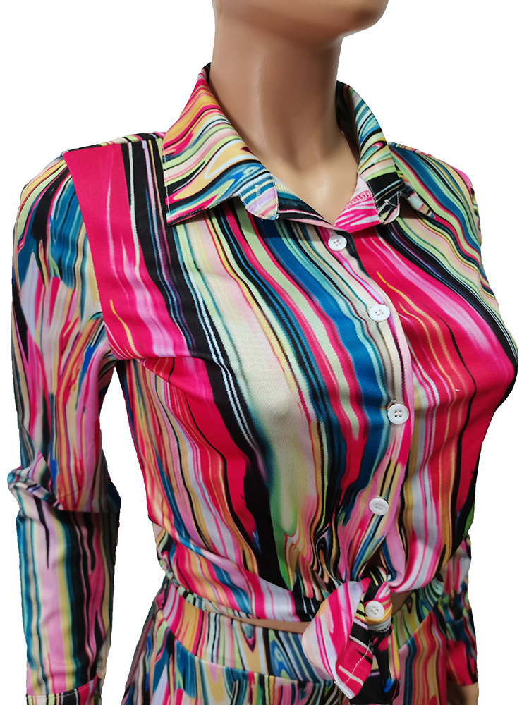 CM.YAYA Autumn Letter Leaf Print Women's Set Blouses Shirt Legging Pants Suit Active Wear Tracksuit Two Piece Set Fitness Outfit