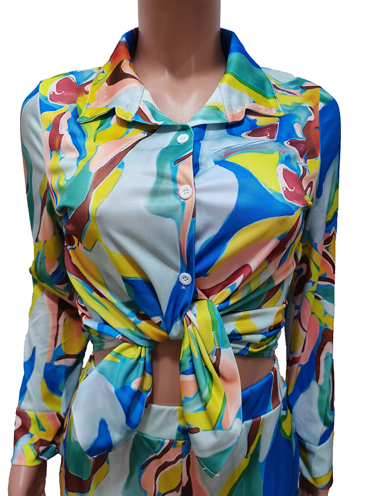 CM.YAYA Autumn Letter Leaf Print Women's Set Blouses Shirt Legging Pants Suit Active Wear Tracksuit Two Piece Set Fitness Outfit